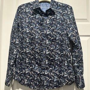 Blue and White Patterned Shirt